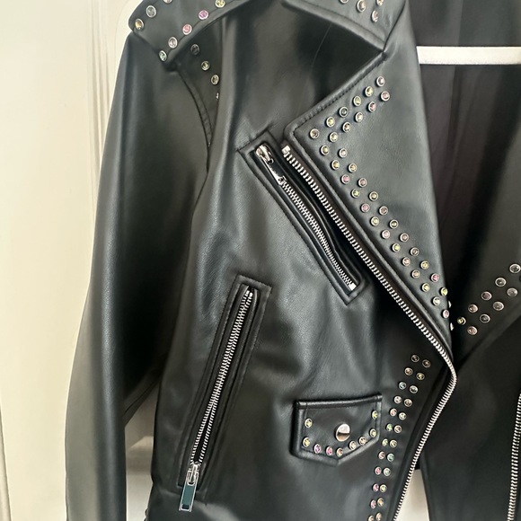Zara Faux Leather Moto Jacket with Studs - Picture 11 of 13